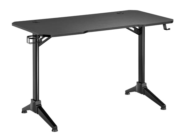 Home Office Fixed Steel Frame Computer Desk with Solid-Core 4-foot Desktop and Accessory Attachments, Black