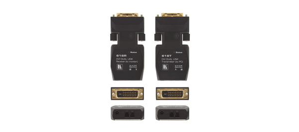 616R/T, Dual–link DVI Tx/Rx Extender over Ultra–Reach MM Fiber