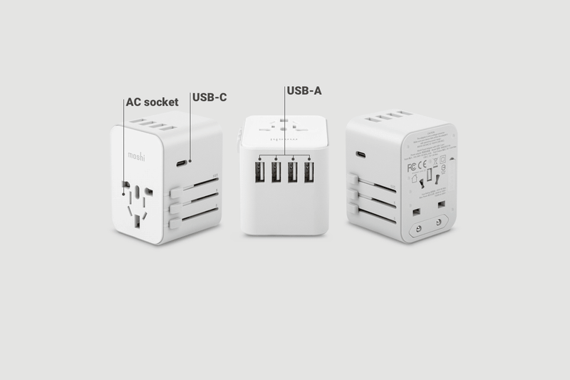 World Travel Adapter with USB-C and USB-A Ports