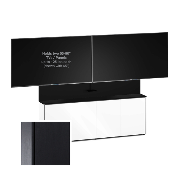 Dual Monitor Low-Profile, 4 Bay Wall Cabinet (Sienna- Black Oak)