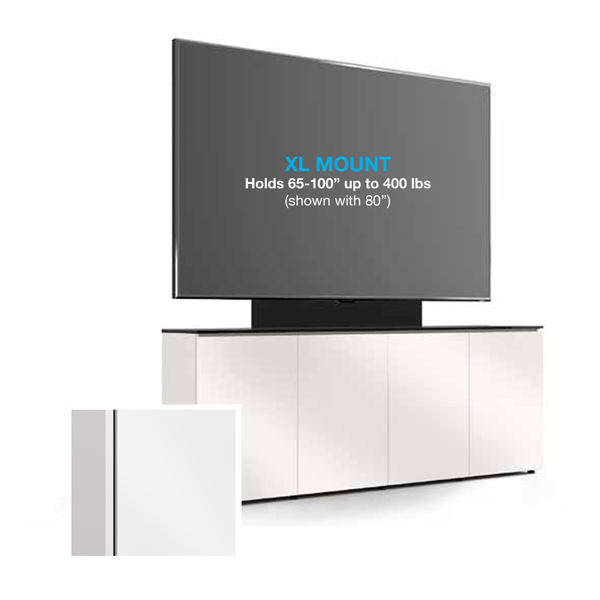Single XL Monitor Low-Profile, 4 Bay Wall Cabinet (Miami- Gloss White / Black Phenolic)
