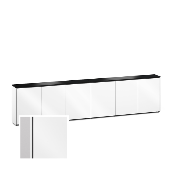 6 Bay Low-Profile, Wall Cabinet (Miami- Gloss White / Black Phenolic)