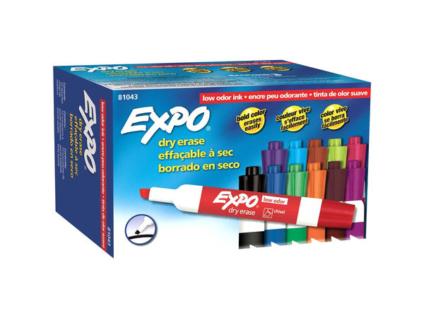 Dry Erase Marker Set, Chisel Tip, Assorted Colors (Box of 12)