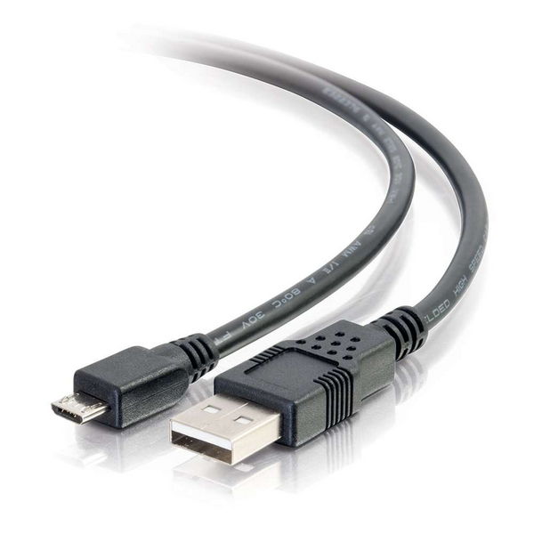 USB A male to Micro B Male Cable (1')