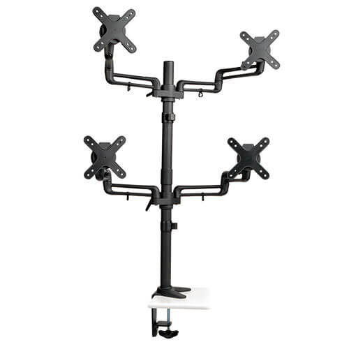 Quad Full-Motion Display Flex Arm Desk Mount Monitor Stand Clamp 13" to 27" Monitors