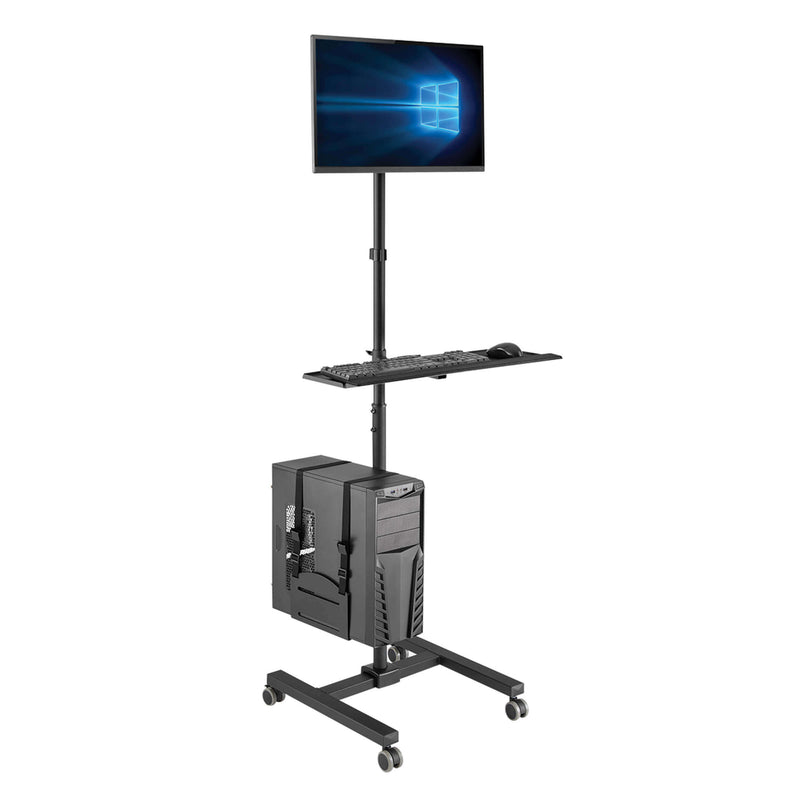 Mobile Workstation TV Floor Stand Cart Height-Adjustable