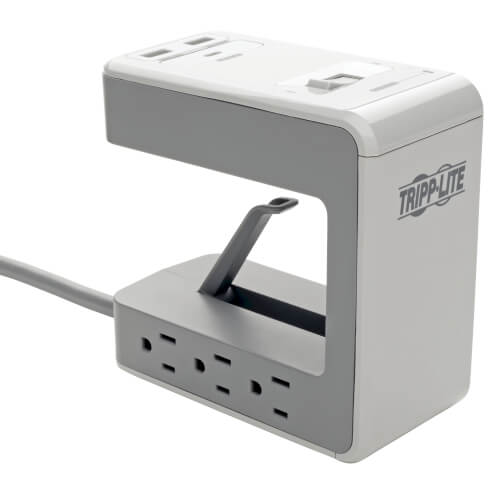 Surge Protector Desk Clamp 6-Outlet 2 USB-A; 1 USB-C (8ft Cord)